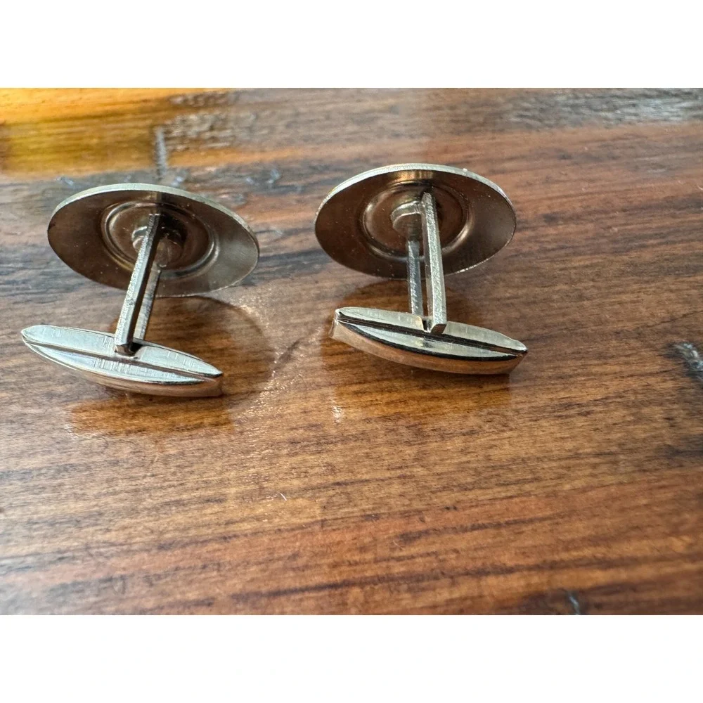 Oval Cufflinks with Mother of Pearl Inlay‎ & Gold Tone Accents Men